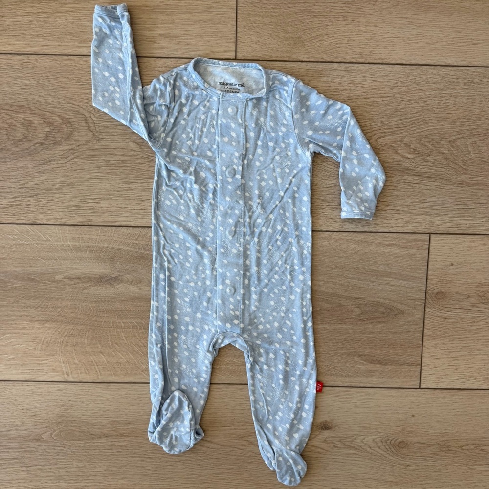 Magnetic Me Blue Doeskin Modal Magnetic Footie, Size 3-6m
